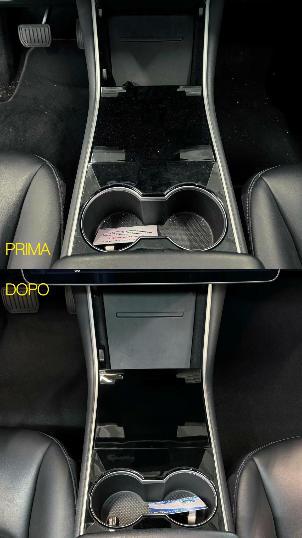 Detailing interni - Tesla Console Prima e Dopo